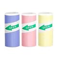 Papel de impresión térmico autoadhesivo de 3 rollos para impresoras - 57x25mm - Azul / Rosa / Amarillo