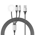 Cable de carga trenzado 3 en 1 - Type-C, Lightning, Apple Watch - 1.2m