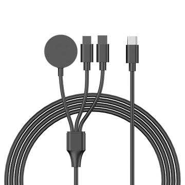 Cable de carga USB-C 3 en 1 - 2x Lightning, Apple Watch - Negro