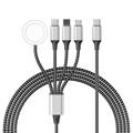 Cable de carga trenzado 4 en 1 - Type-C, Lightning, Micro USB, Apple Watch - 1.2m