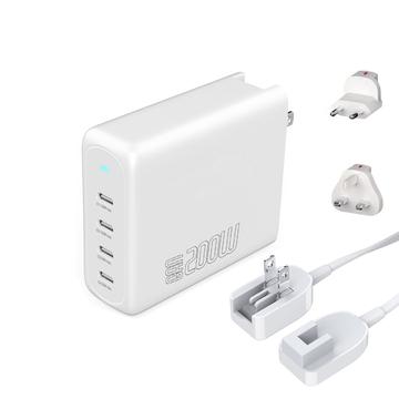 4smarts GaN Flex Pro 200W Cargador de sobremesa / pared - 4x USB - Blanco