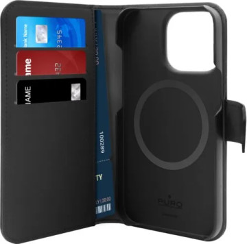 Funda de cartera desmontable 2 en 1 iPhone 14 Pro Max Puro - Compatible con MagSafe - Negro