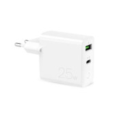 Cargador de pared rápido Puro PD - 25 W, USB-A, USB-C - Blanco