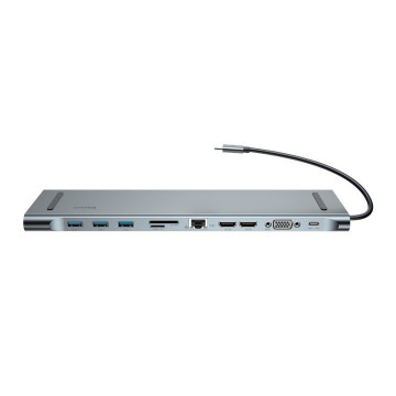 Baseus 11 en 1 HUB Enjoyment Series USB Type-C Docking Station CATSX-G0G - Gris