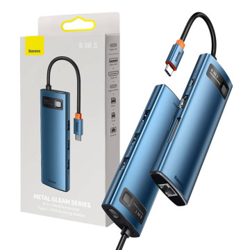 Baseus Hub Adaptador 8en1 WKWG000103 USB-C a 3x USB 3.0 + HDMI + USB-C PD 4K HD