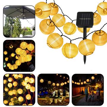 20 LED Solar Linterna Lámpara IP65 Impermeable Decorativo Colgante Tira de Luz para el Festival de patio al aire libre - 5m