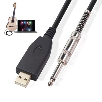 Cable de audio de jack de 6.35mm a USB para guitarra - 2m