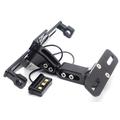 Ajustable CNC de aleación de aluminio de la placa de matrícula de la motocicleta soporte telescópico de luz de bicicleta con luz LED - Negro