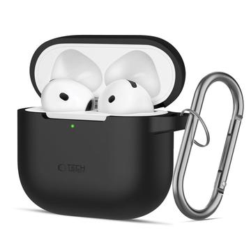 AirPods 4 Tech-Protect Estuche con gancho de silicona - Negro