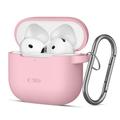 AirPods 4 Tech-Protect Estuche con gancho de silicona - Rosa empolvado