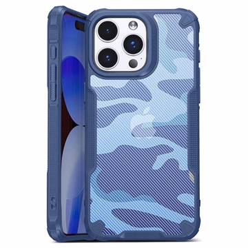 Carcasa Híbrida Anti-Choque para iPhone 15 Pro - Camuflaje Militar - Azul