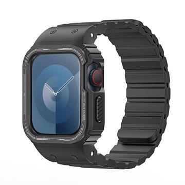 Dux Ducis OA Correa de una pieza con funda para Apple Watch Series 9/8/SE (2022)/7/SE/6/5/4/3/2/1 - 45mm/44mm/42mm - Negro