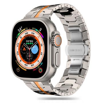 Correa de línea Tech-Protect de acero inoxidable para Apple Watch Series Ultra 2/Ultra/9/8/SE (2022)/7/SE/6/5/4/3/2/1 - 49mm/45mm/44mm/42mm - Titanio / Naranja