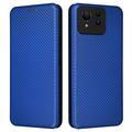 Funda con Tapa para Asus Zenfone 11 Ultra - Fibra de Carbon - Azul