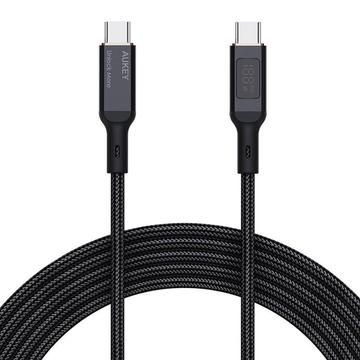 Aukey CB-MCC101 Cable USB-C con pantalla LCD - 100W, 1m - Negro