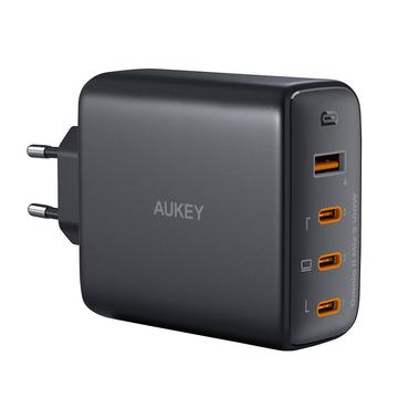 Aukey PA-B7S Cargador de pared Omnia II Mix S de 100 W - Cargador GaN con 1 puerto USB-A y 3 puertos USB-C - Negro