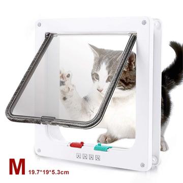 Puerta mosquitera Auto-Lock con sistema de bloqueo en 4 direcciones para gatos y perros pequeños - M - Blanco