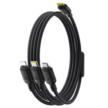 Cable de carga rápida Baseus Silky 3-en-1 USB-C a Lightning, USB-C, MicroUSB - 100W/1.5m