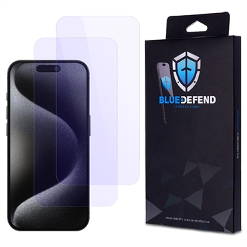 Protector de Pantalla de Cristal Templado BlueDefend Anti-Blue Light para iPhone 15 Pro - 2 Pcs.