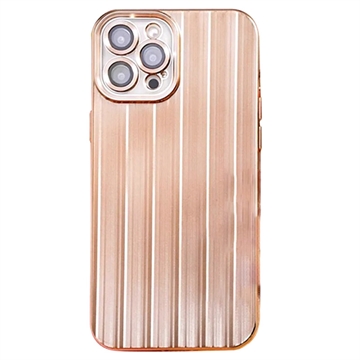 Carcasa de TPU Cepillada con Protector de Lente de Cámara para iPhone 12 Pro - Dorado