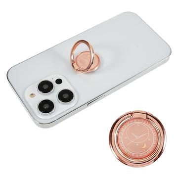 Diseño de brújula Soporte para anillo de teléfono celular Soporte para dedo Soporte para agarre de metal - Rosa