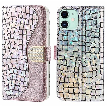 Funda Croco Bling para Samsung Galaxy A50 - Estilo Cartera - Dorado