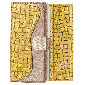 Funda Croco Bling para iPhone XS Max - Estilo Cartera - Dorado