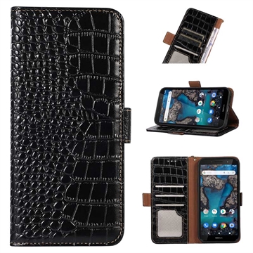 Funda Crocodile con RFID para Nokia G22 - Estilo Cartera - Negro