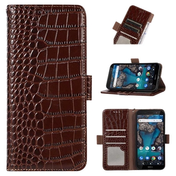 Funda Crocodile con RFID para Nokia G22 - Estilo Cartera - Marrón