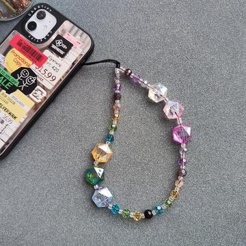 Pulsera para teléfono con cuentas de cristal - 30cm - Colorida