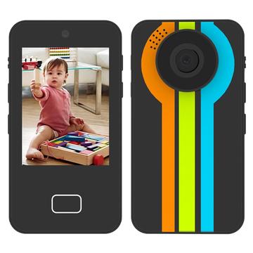 D16 Cámara de teléfono para niños con doble lente / Teléfono de juguete con tarjeta de memoria 32G - Negro