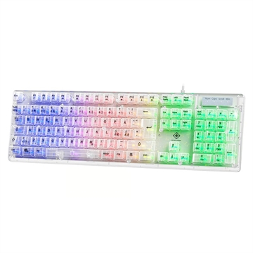 Deltaco DK250 Teclado transparente para juegos con interruptores de membrana - Diseño nórdico, retroiluminación RGB