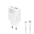 Dudao A30EUL Cargador de pared GaN de 30W con cable Lightning - Blanco