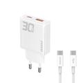 Dudao A30EUT Cargador de pared GaN de 30W con cable USB-C - Blanco