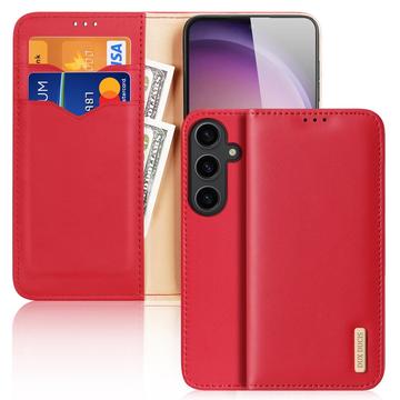 Funda de Cuero Dux Ducis Hivo para Samsung Galaxy S24 - Estilo Cartera - Rojo