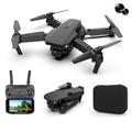 E88 Plegable Drone Fotos Aéreas HD Quadrocopter Altitud Hold RC Avión con 4K cámaras duales - Negro