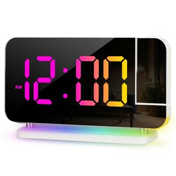 EN8853B Despertador Digital RGB con Pantalla de Espejo y Brillo Ajustable - Blanco