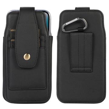 Elegante funda universal con clip para cinturón de 6.7" - ranuras para tarjetas, mosquetón - Negro