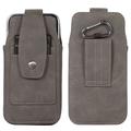 Elegante funda universal con clip para cinturón de 6.7" - Ranuras para tarjetas, mosquetón - Gris