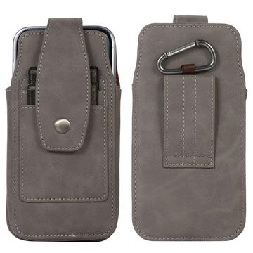 Elegante funda universal con clip para cinturón de 6.7" - Ranuras para tarjetas, mosquetón - Gris