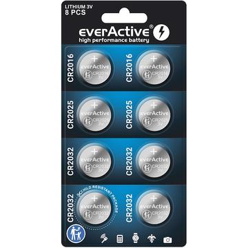 Juego de minipilas de botón EverActive - CR2016/CR2025/CR2032 - 8 uds.