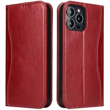 Funda De Cuero Fierre Shann Para iPhone 14 Pro - Rojo