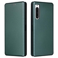 Funda con Tapa para Sony Xperia 10 V - Fibra de Carbon