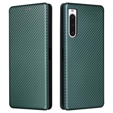 Funda con Tapa para Sony Xperia 10 V - Fibra de Carbon