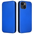 Funda con Tapa para iPhone 15 - Fibra de Carbon - Azul