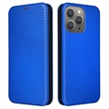 Funda con Tapa para iPhone 15 Pro Max - Fibra de Carbon - Azul