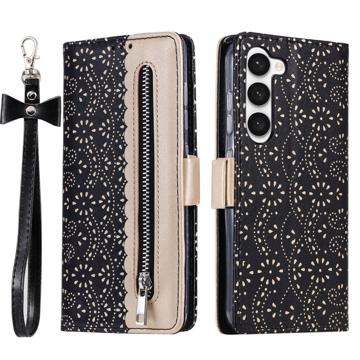 Funda Lace Pattern para Samsung Galaxy S23 5G - Estilo Cartera - Negro