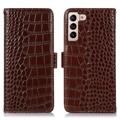 Funda Crocodile con RFID para Samsung Galaxy S23 5G - Estilo Cartera - Marrón