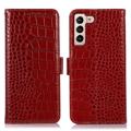 Funda Crocodile con RFID para Samsung Galaxy S23 5G - Estilo Cartera - Rojo