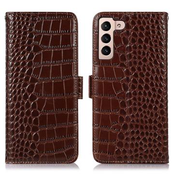 Funda Crocodile con RFID para Samsung Galaxy S23+ 5G - Estilo Cartera - Marrón